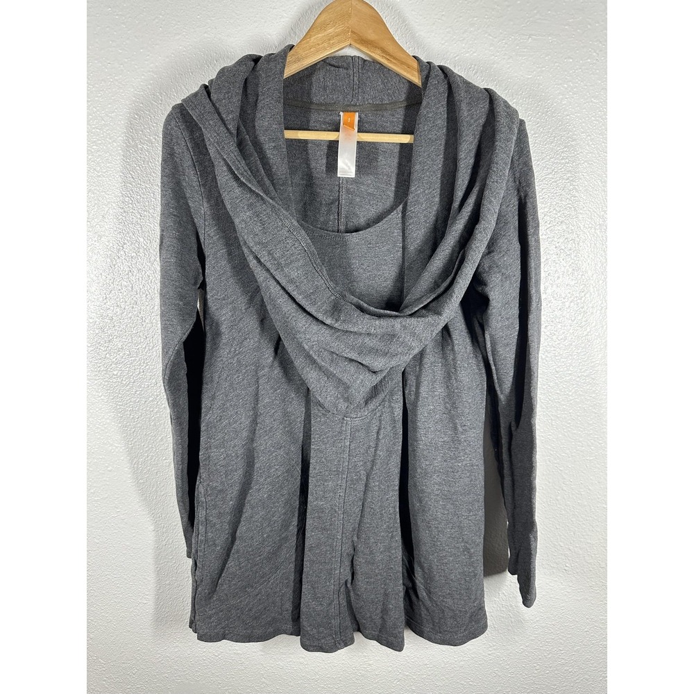 Lucy Jacket Womens Small Gray Hooded Open Front Lightweight Jersey Cardigan